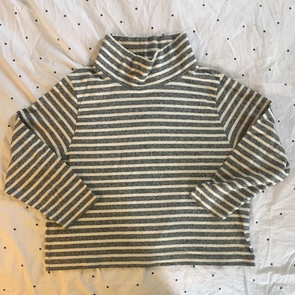 J Crew stripe mock neck sweatshirt